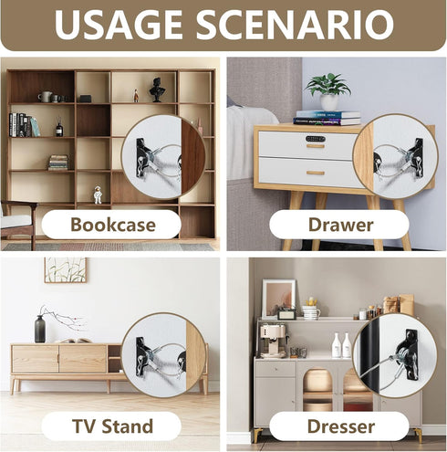 Furniture Anchors Anti-Tip Kit (6 Pack)- Furniture Straps for Baby Proofing, Secure 400 lbs Cabinet Prevent Falling Prevention Strap, Wall Anchor ...